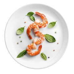 Shrimp Cocktail on a white plate, isolated transparent background, Generative AI