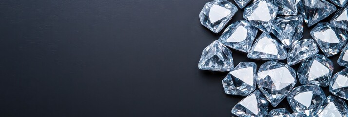 Close up of Sparkling Diamonds on a Black Background, Symbolizing Luxury, Wealth, and Success