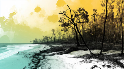 A Beach with a Forest