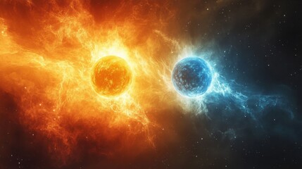 A binary star system with contrasting colors.