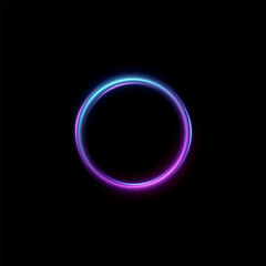 Neon magic circle.Futuristic light circle for background.Light frame.Vector.Magic portal.