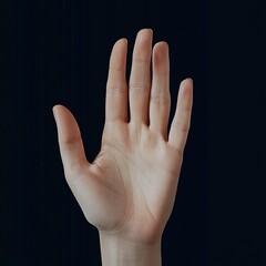 An open human hand raised against a dark background, representing concepts of openness, communication, and human connection in its simplest form.