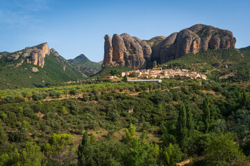 Naklejka premium The Cliffs and Landscape of Agüero, in the province of Huesca, Aragon, Spain