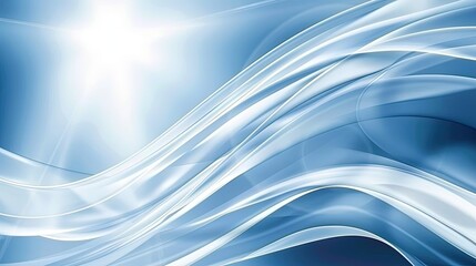 Obraz premium An abstract blue background with blurred lines and ample copy space, featuring light blue waves and a soft sky-blue hue, all bathed in a gentle light.