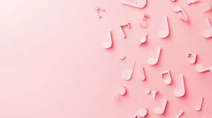 Photo of, Pink background with minimalist musical notes for design, banner template