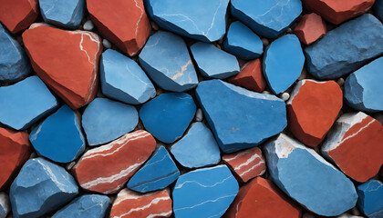 blue and red stone masonry abstract textured background	
