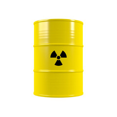 Yellow barrel with radioactive symbol. Isolated. 3d illustration. © MP