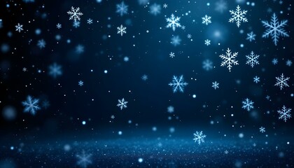 Obraz premium Elegant animated snowflakes gently fall against a dark background, creating a magical winter scene. The center remains open for adding personalized text or festive messages.