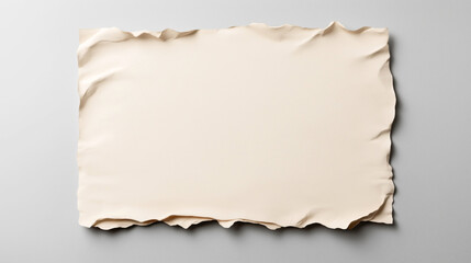 Obraz premium Blank aged parchment paper with rough, ragged edges isolated on a light gray background, suggesting an ancient or vintage style suitable for historical or artistic purposes.
