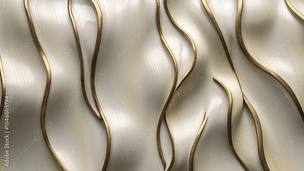 Sticker White Marble with Golden Veins