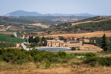 The Walls and towers at Cerco de Artajona, 12th century, medieval fortress over village of...