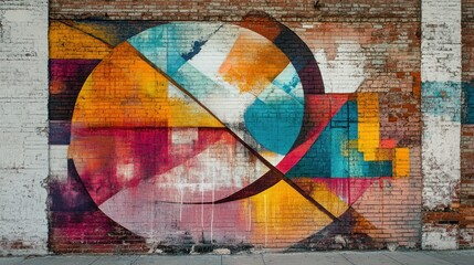 Fototapeta premium Abstract Mural on Brick Wall