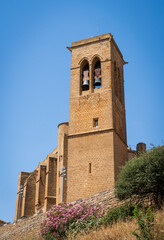 The Walls and towers at Cerco de Artajona, 12th century, medieval fortress over village of...
