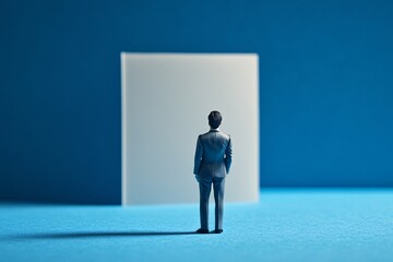 Obraz premium A Miniature Figure Facing an Uncertain Future