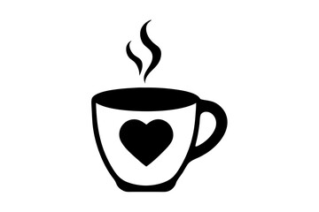 coffee cup icon with love icon.Valentines Day icon set vector illustration.
