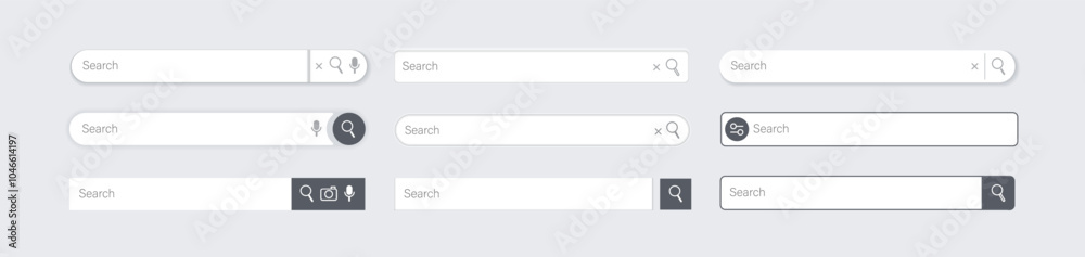 Poster search bar. website ui design, search internet box, browser engine text field, navigation bar with p
