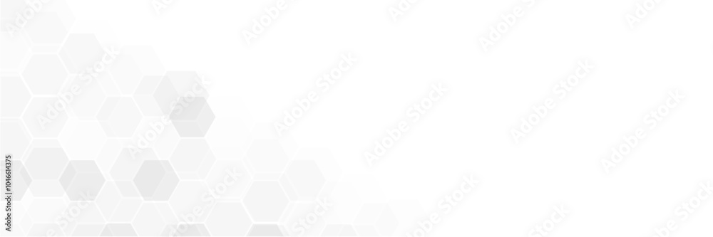 Poster Vector modern simple geometric pattern design. Overlay hexagon shapes graphic element. Medical, technology or science design