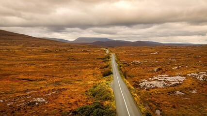 Glenveagh National Park in Donegal Ireland aerial view - The breathtaking landscape features...