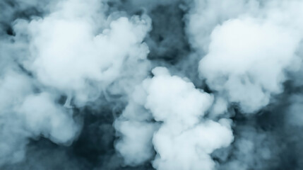 Abstract image of white smoke clouds on a dark background, creating a misty and atmospheric effect. The swirling patterns of smoke or fog add a sense of movement and mystery.