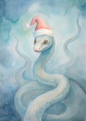 Watercolor snake new year illustration