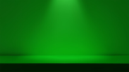 3D Green empty room with table.