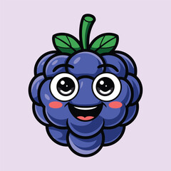 Cute Smiling Blackberry Cartoon Illustration