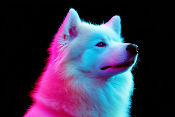 Obraz premium samoyed dog with colorful fur