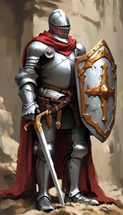 Naklejka premium medieval knight with sword