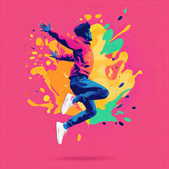 happy jumping person