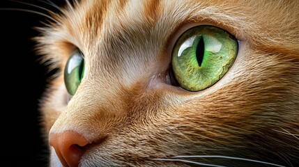 Close-up of Cat Eyes with Vibrant Green Color