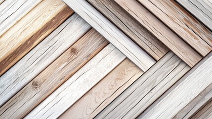 Textured background of diagonal wooden planks forming a geometric pattern, showcasing the beauty of natural wood grain and weathered textures