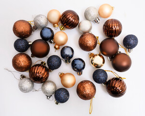 christmas, christmas tree decorations on white background