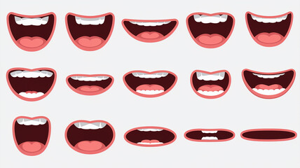 Cartoon Mouths Animated Expressions Set