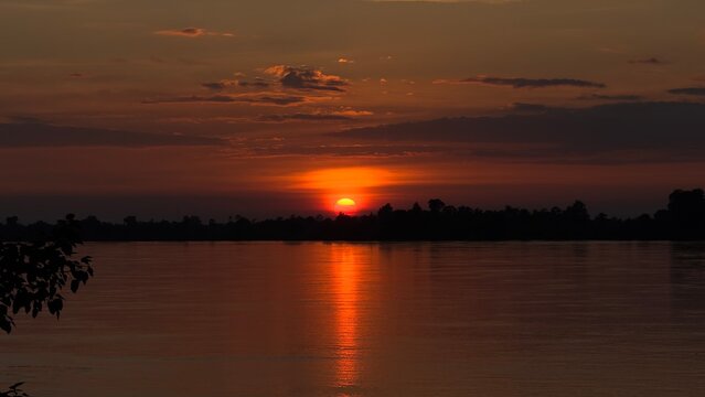 sumset over the river