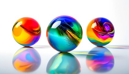 Multi-colored glass balls on a white background