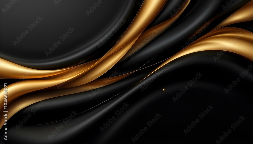 Fototapete abstract luxury 3d background gold elegant line on wave shape overlapping on black background with c