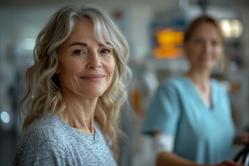 A senior woman, assisted by a physical therapist. Generative AI