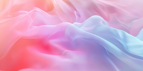 Obraz premium Abstract background of flowing fabric forming smooth waves and shapes. The fabric is illuminated with pink and blue light
