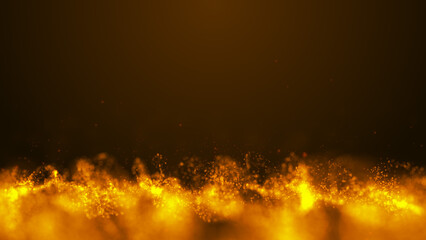 Orange bottom particles abstract glitter background, horizontal composition