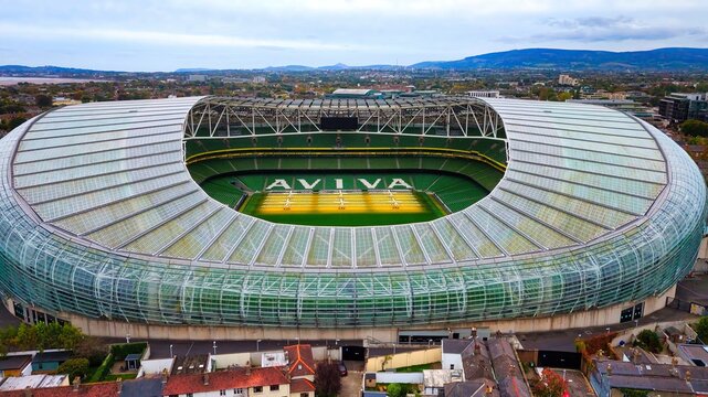 Aviva Stadium Dublin - a stunning aerial view of a modern stadium - DUBLIN, IRELAND - OCTOBER 13, 2024