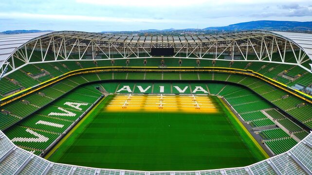 Aviva Stadium Dublin - a stunning aerial view of a modern stadium - DUBLIN, IRELAND - OCTOBER 13, 2024