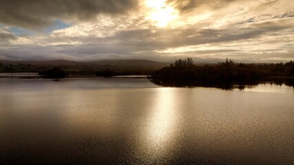 Lough Eske in Donegal Ireland - A Serene and Beautiful Lake Landscape at Dusk, Perfect for Capturing Calm Moments