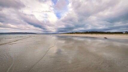 Low High speed FPV Flight over a beach at the west coast of Ireland - A calm and serene beach scene...