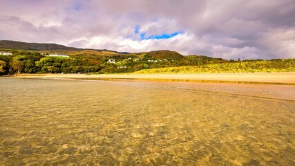 Low High speed FPV Flight over a beach at the west coast of Ireland - A calm and serene beach scene...