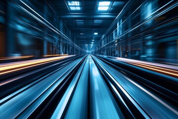 High-Speed Industrial Conveyor System - Futuristic Motion Blur Concept