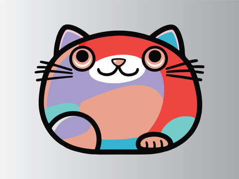 Cat flat vector cartoon style illustration