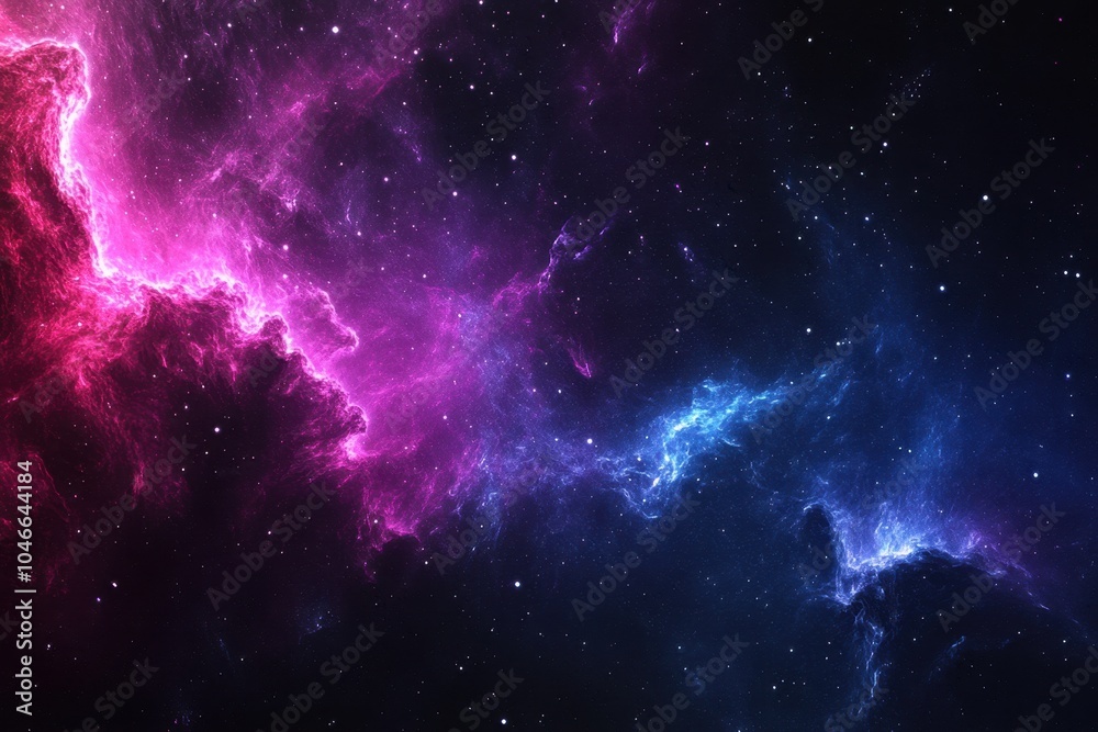 Wall mural mesmerizing cosmic nebula with vibrant pink blue hues