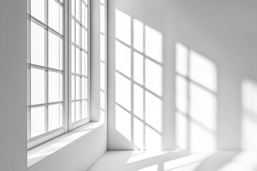 A room with a window that is letting in sunlight