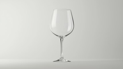 A glass wine glass is sitting on a white background