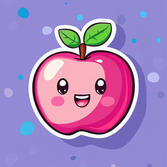 Whimsical and cute apple illustration in a simple style, perfect for digital stickers and playful graphics.